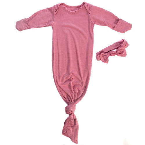 THREE LITTLE TOTS Knotted Baby Gown (ROSE)